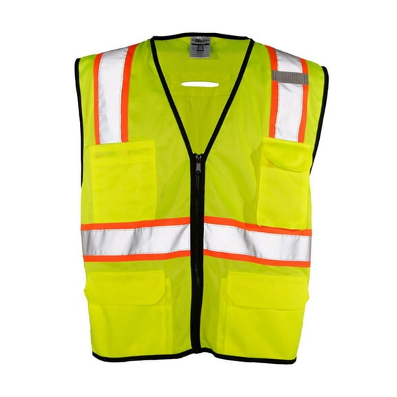 Kishigo - 6 Pocket Contrast Class 2 Vest - 1580-1581 - Lime - Size: 4/5XL