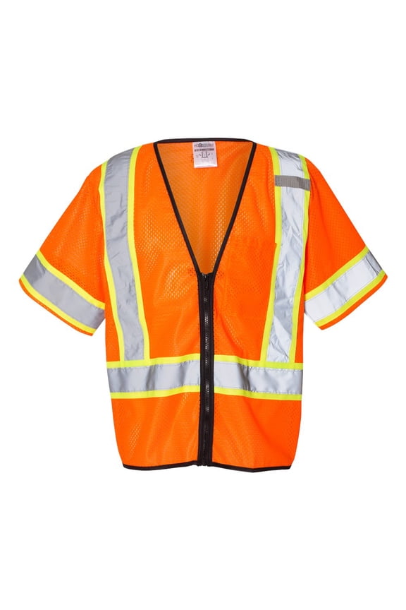Class 3 Mesh Zippered Vest 1565-1566 Orange 2/3XL