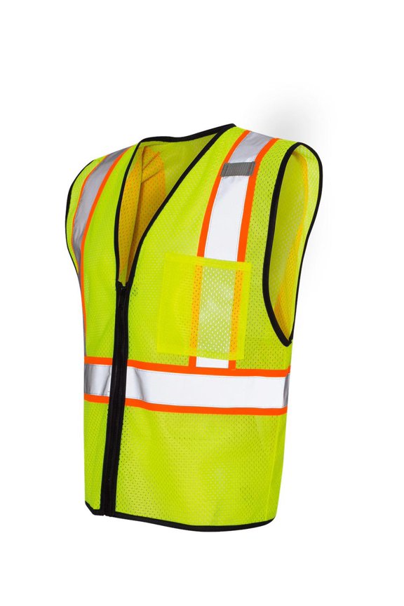 Kishigo - Economy Contrasting Vest with Zippered Front - 1527-1528 - Lime