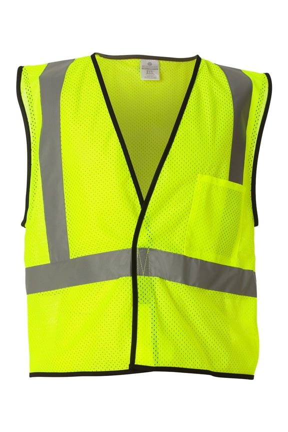 - Economy Single Pocket Hook & Loop Mesh Vest - 1193-1194 - Lime - Size: L/XL