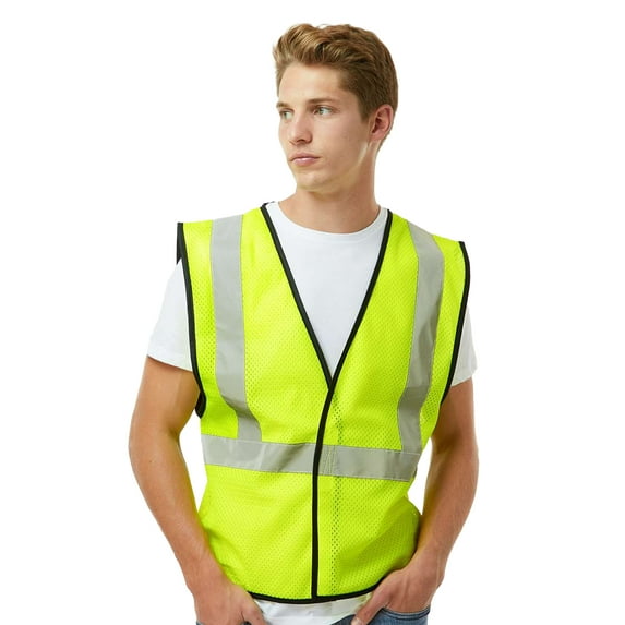 Kishigo Hi Vis Hook-and-Loop Mesh Safety Vest, Breathable High Visibility Work Vest for Men, Lime S