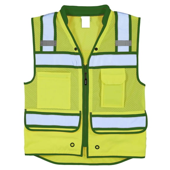 Kishigo High Visibility Vest Reflective Lightweight Zippered Mesh Economy Class 2 Vest for Men, Pack 2, Lime, M