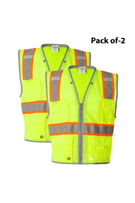 - Premium Brilliant Series® Heavy-Duty Class 2 Safety Vest | Reflective and High Visibility ANSI Safety Vest | Pack of 2 - Size L