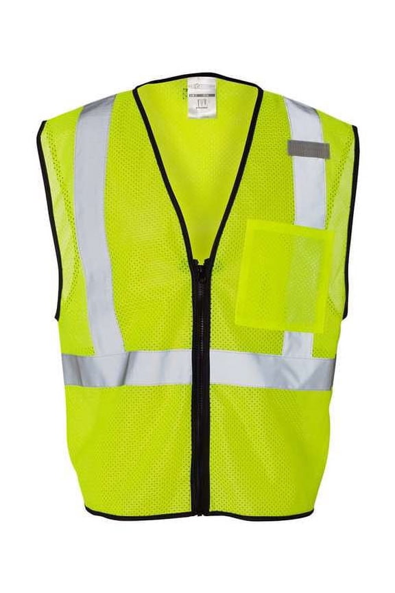 - Single Pocket Zipper Mesh Class 2 Vest - 1519-1520 - Lime - Size: 2/3XL