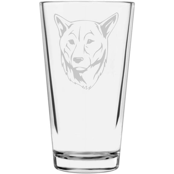 Kishu Dog Themed Etched All Purpose 16oz Libbey Pint Glass