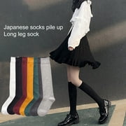 Kiskick 1 Pair Japanese Style High Elasticity Sports Socks Winter Solid Color Long Cotton Socks for Outdoor Activities and Athletic Wear
