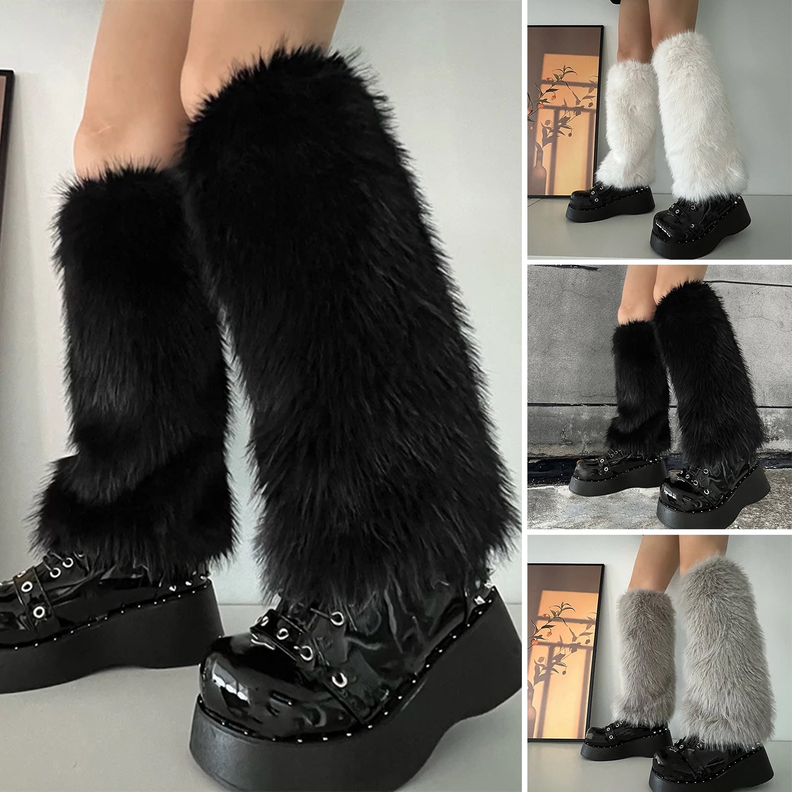 Kiskick 1 Pair Women Furry Leg Warmers Faux Fur Leg Warmers Boot Covers