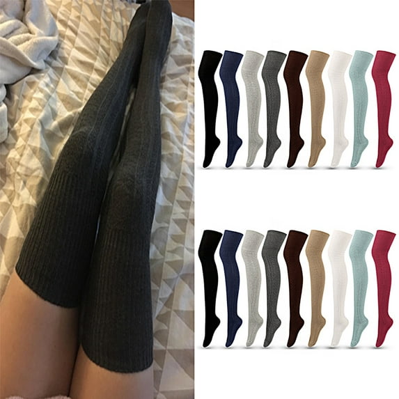 Kiskick 1 Pair Women Socks Jacquard Thigh High Over Knee Stockings Stretchy Japanese Style Autumn Winter Socks for Daily Wear