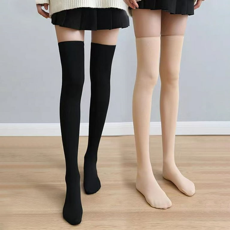 Kiskick 1 Pair Women Stockings Elastic Fleece High Elasticity Soft 