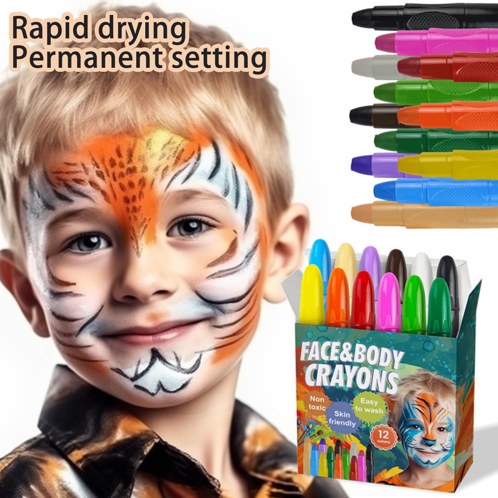 Face Body Paint Sticks Kit Face Paint Makeup Kit For Kids 12 Color Water  Based Face Body Painting Crayon Set Twistable Face Paint Marker Sticks For  Art Theater Halloween Cosplay Clown Makeup 
