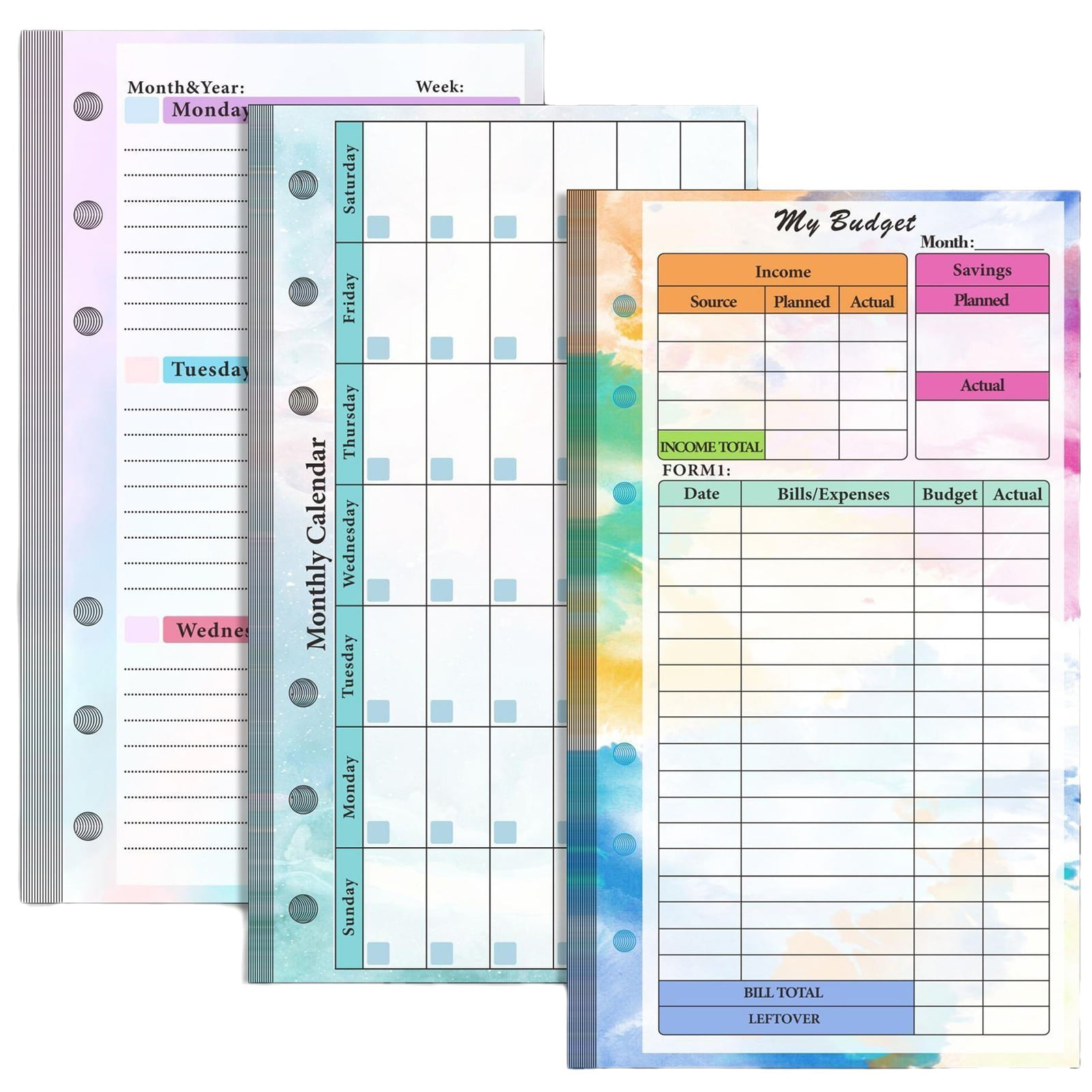 kiskick-a6-planner-replacement-a6-binder-monthly-calendar-refill-a6-planner-refill-kit-colorful-monthly-weekly-inserts-deadline-tracker-meal-planning-for-a6-walmart-com