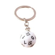 Kiskick Bright Color Keychain Stainless Steel 20-sided Dice Keychain Geometric Car Key Holder Fun Accessory for Handbags Polished Chain Curved Number Design