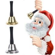 Kiskick Christmas Xmas School Pet Call Ringtone Jingle Hand Bell with Wooden Handle for Toy Decor