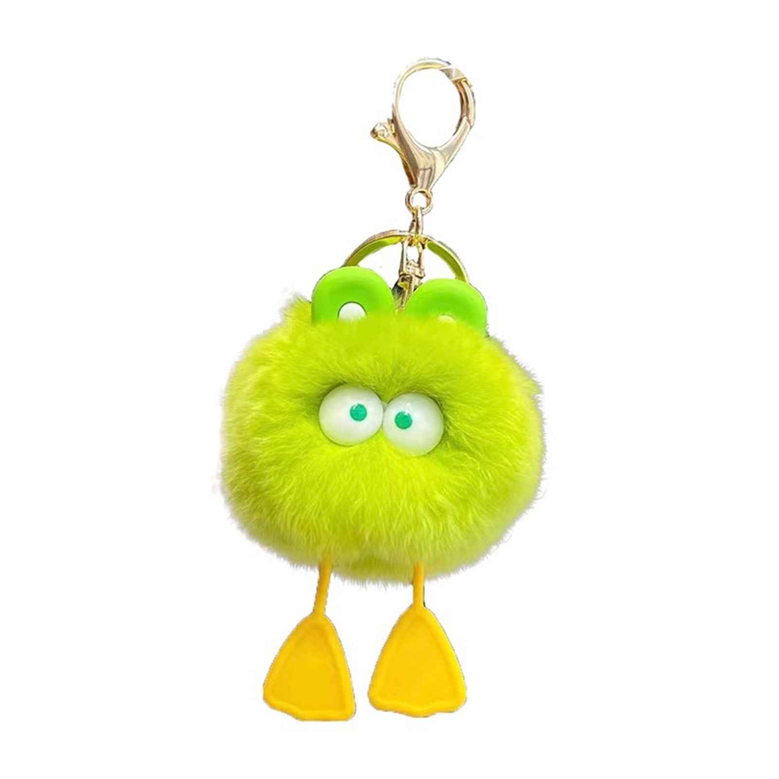 Kiskick Fuzzy Ball Keychain Decoration Plush Cartoon Ball Keychain Cute
