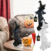 Kiskick Halloween Witch Sculpture with Lantern Ornament, Ghost-Looking Resin Figure Hellraiser, Perfect Halloween Decoration for a Spooky Ambiance