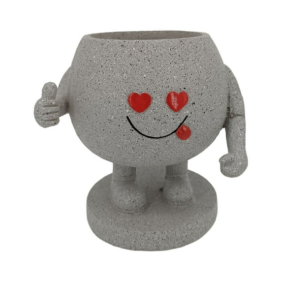 Kiskick Indoor Plant Pot Flower Pot Adorable Smiling Face Expression Plant Pot Resin Garden Pot for Indoor Outdoor Decoration