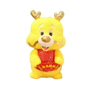 Kiskick Lunar New Year Dragon Toy Chinese Zodiac Dragon Plush with Blessing Year of 2024 Mascot Stuffed for New Year Party Home Decoration Festival Gift