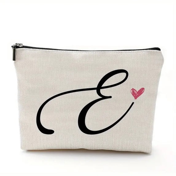 Kiskick Makeup Bag Zippered Cosmetic Case Cosmetic Bag Stylish Letter Pattern Makeup Storage Bag Zipper Closure Travel Makeup Organizer for Women Mom Friends