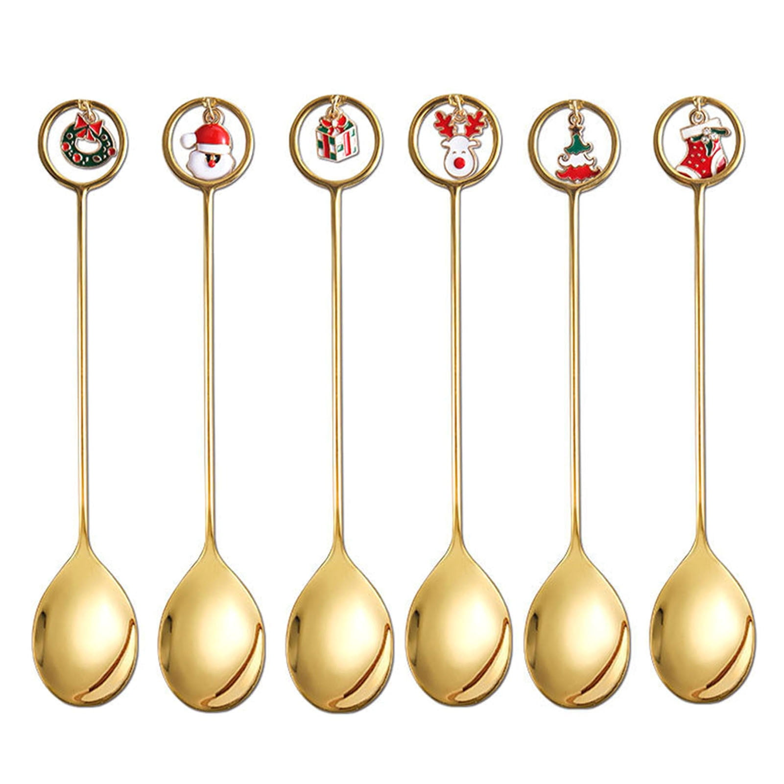 Kiskick Stainless Steel Fork Spoon Set Fruit Ice Cream Spoon Christmas