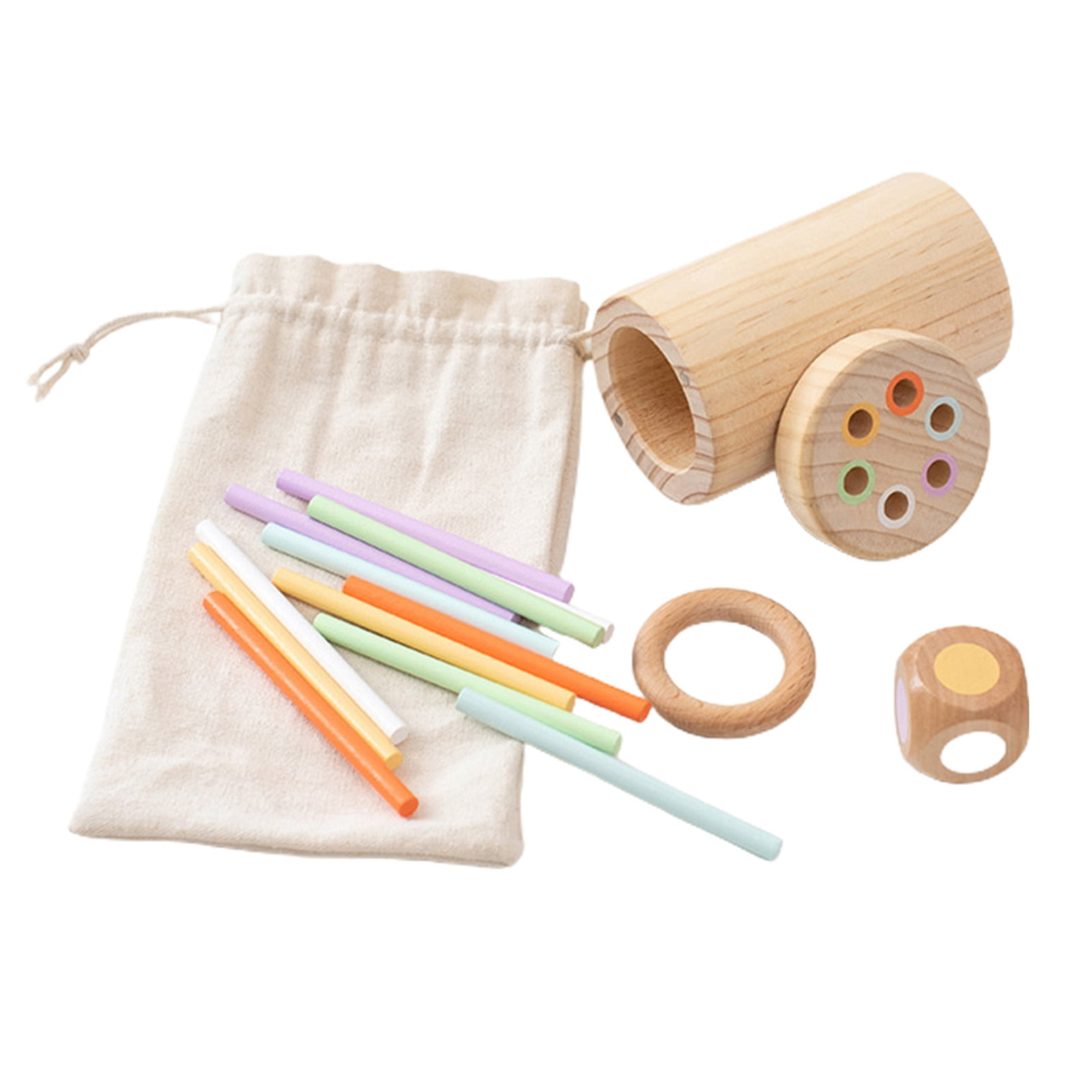 Kiskick Toddlers Balance Stick Toy Beech Wood Balance Toy Wood Stick Balancing Toy with Hole Lid