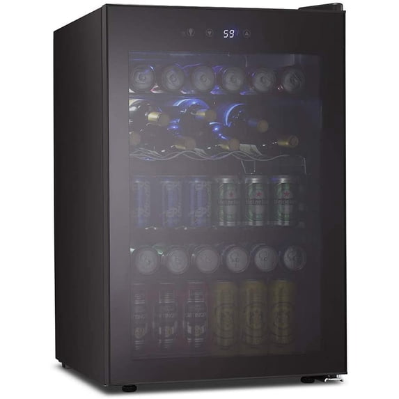 Kismile 4.5 Cu.ft Mini Beverage Refrigerator, Black, 145 Can