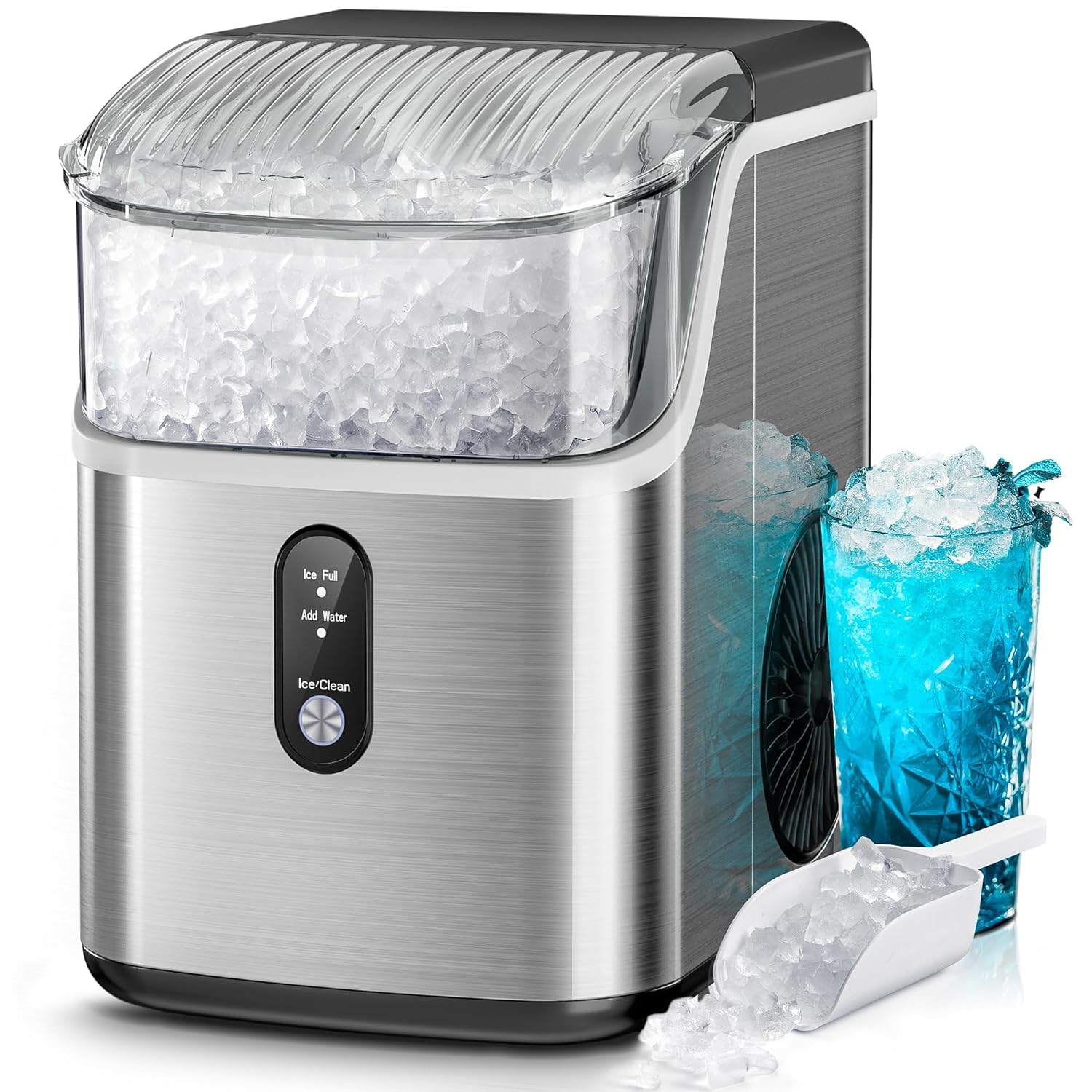 Kismile Nugget Ice Makers Countertop,Pebble Ice Maker Machine with