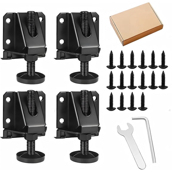 Kismyla Leg Leveler, 4 Pack Heavy Duty Leveling Feet, Adjustable Furniture Leveler Legs, with Screws, Lock Nuts and Wrench, 2 inch Adjustable Height, for Furniture, Table, Cabinets