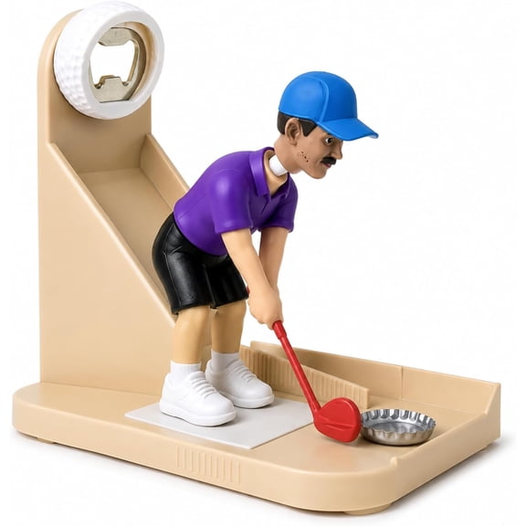 Kismyla Themed Automatic Bottle Opener with Mini Golfer Game, Fun Beer Bottle Cap Launcher & Collector, Golf Novelty Beer Opener for Men, Bar Accessories, Funny Gift for Golf Lovers, Dad & Parties