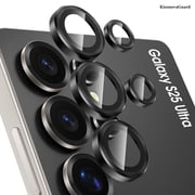KisonovaGuard Compatible with Samsung Galaxy S25 Ultra Camera Lens Protector, Individual Anti Scratch Metal Ring Tempered Glass Camera Screen Protector Black