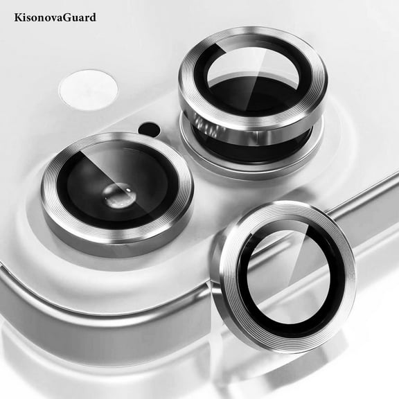KisonovaGuard Compatible with iPhone 16 / iPhone 16 Plus Camera Lens Protector, Individual Anti Scratch Metal Ring Tempered Glass Camera Screen Protector (White)