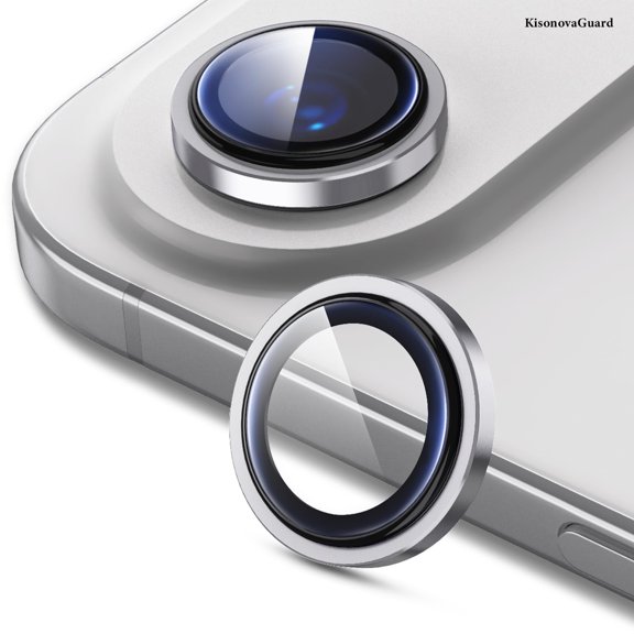 KisonovaGuard Compatible with iPhone 17 Air Camera Lens Protector, Individual Anti Scratch Metal Ring Tempered Glass Camera Screen Protector - White