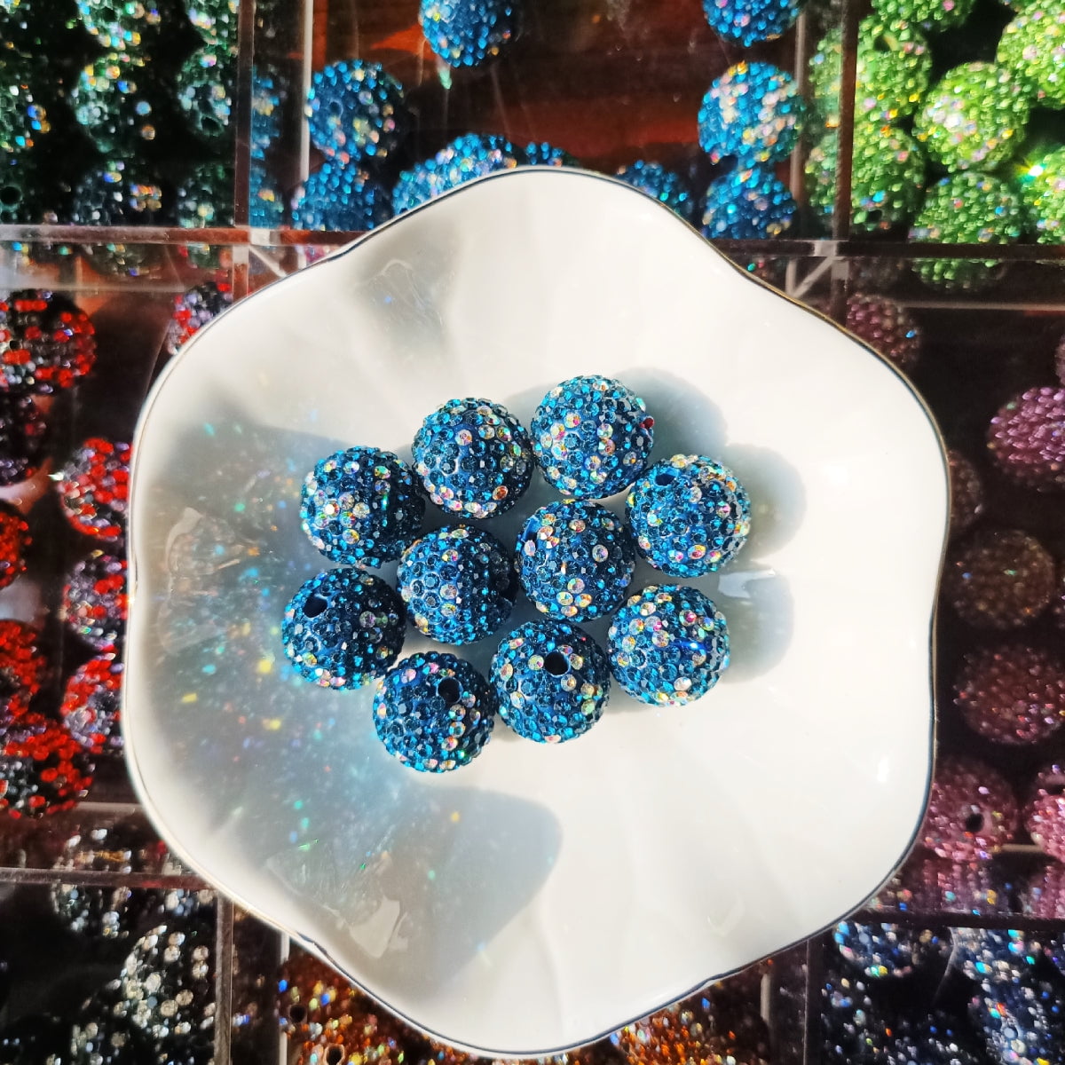 Craftdady 100Pcs 10mm Crystal AB Rhinestone Polymer Clay Beads – Sparkly Lilac Round Beads For Jewelry Making