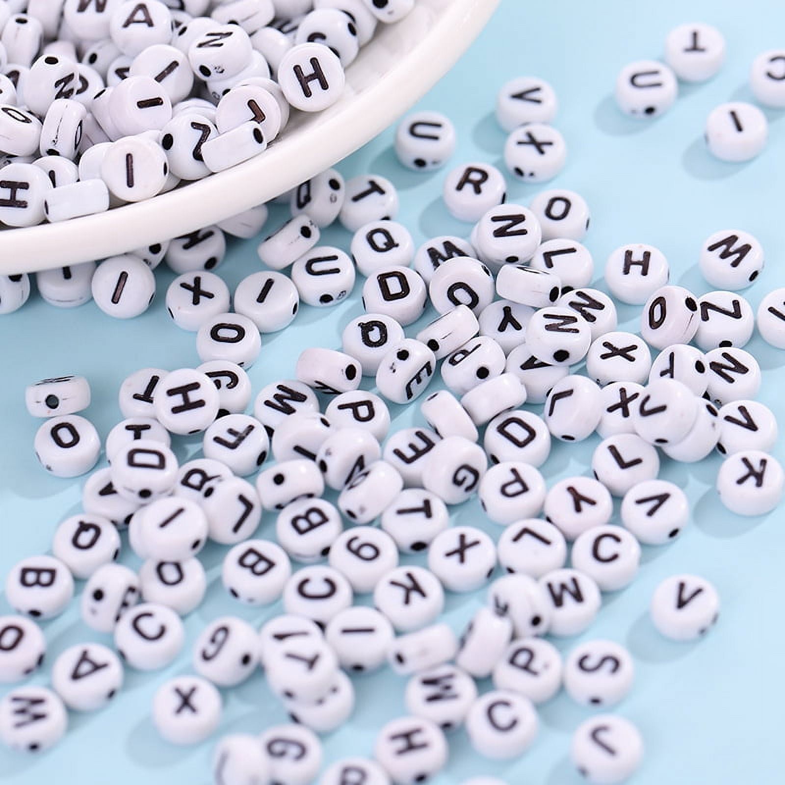 SAVITA Acrylic Letter Beads Kit, 1200pcs Round A-Z Letter Beads With 1...