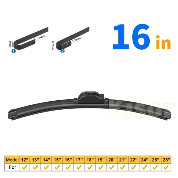 Kisor 16" Rear Windshield Wiper Blade Compatible with Chrysler LeBaron 1982-1984 Replacement Wiper Blade (16 Inch, Set of 1), Y07Y7H5S