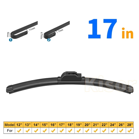 Kisor 17" Rear Windshield Wiper Blade Compatible with Eagle Talon 1997-1998 Replacement Wiper Blade (17 Inch, Set of 1), Y01Y597S