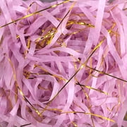 Kisor Basket Grass, Tissue Paper, Recyclable Craft Shred Confetti Raffia Paper Filler,For Festival Gift Box Wrapping Packing Filling,50g Party Decoration, E#Gold & Pink Purple, RA0565
