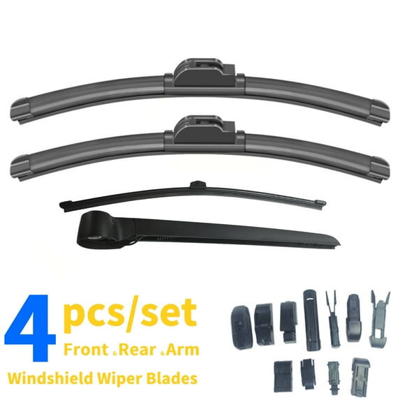 Kisor Front Rear Wiper Blades And Rear Wiper Arm 14"+14"+12"+12.4" Fit For Jeep Wrangler 2007-2017 (Set of 4), Y25R865E