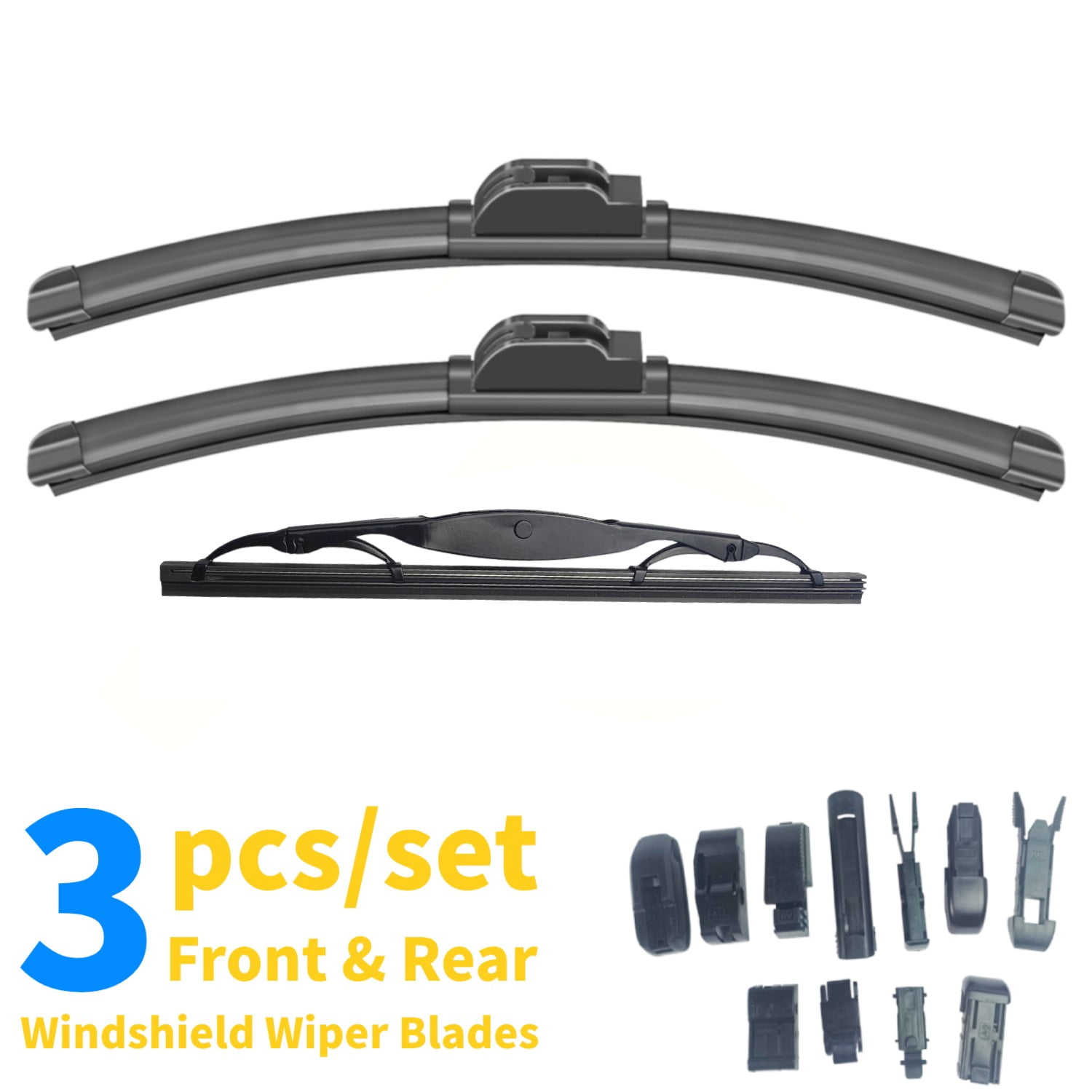 Kisor Front Windshield Wiper Blades with Rear Wiper 24"+16"+10" Replacement for Chevrolet Bolt EUV 2023 (Pack of 3), Y22R6J9E