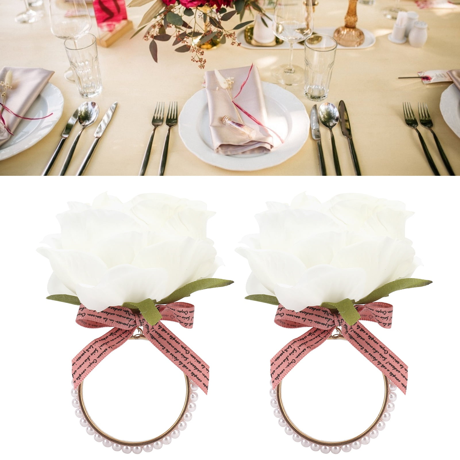 Kisor White Napkin Rings Set of 2, Napkin Rings Table Decorations ...