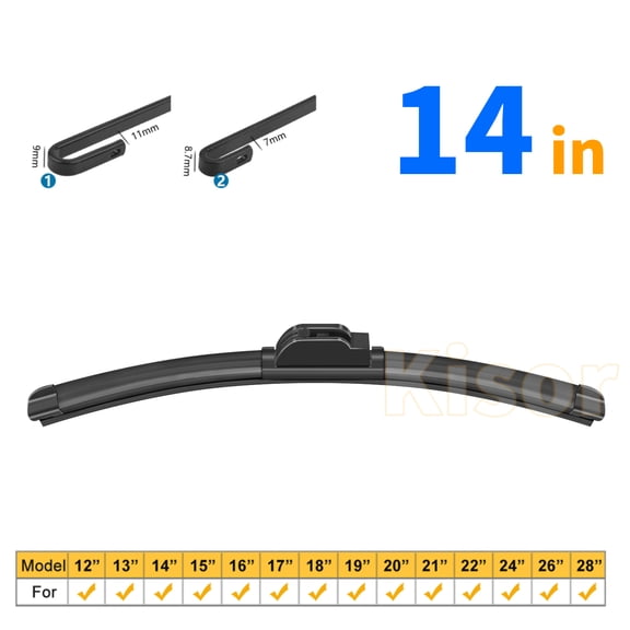 Kisor Windshield Boneless Front Rear Wiper Blade Fit for Isuzu Rodeo 1998-2004, 14" (Set of 1), Y26Q318G