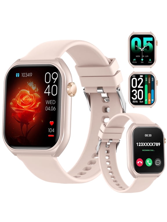 1.83'' HD Smart Watch, Fits for Android & iPhone, Fitness Tracker with Multiple Sports Modes, Smartwatch with Wireless Calls/Answer, IP68 Waterproof, Unisex(Pink)