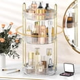 thumbnail image 1 of Kisportee 360° Rotating Makeup Organizer, 3 Tier Adjustable Makeup Storage, Clear Makeup Organizer for Vanity for Bathroom, Bedroom, Dresser, Kitchen, Countertop, 1 of 13