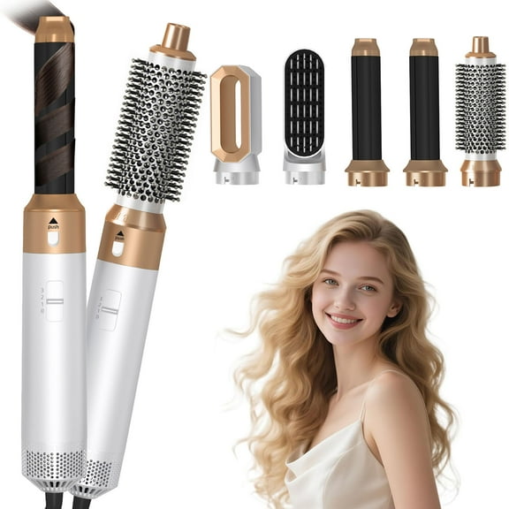 Kisportee Hair Dryer Brush 5 in 1, Negative Ion Blow Dryer Brush Set Upgrade Hot Air Brush Air Styler Curling Wrap Air Curler, Curling Iron Hair Styling Tools for Straight/Curl/Drying/Smoothing