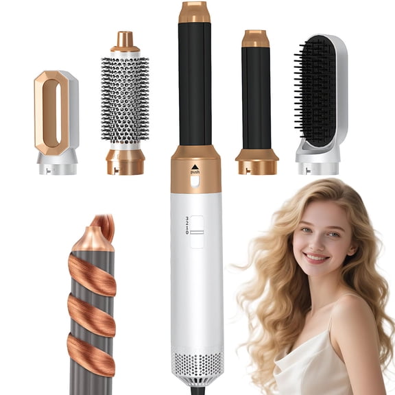 Kisportee Hair Dryer Brush 5 in 1, Negative Ion Blow Dryer Brush Set Upgrade Hot Air Brush Air Styler Curling Wrap Air Curler, Curling Iron Hair Styling Tools for Straight/Curl/Drying/Smoothing
