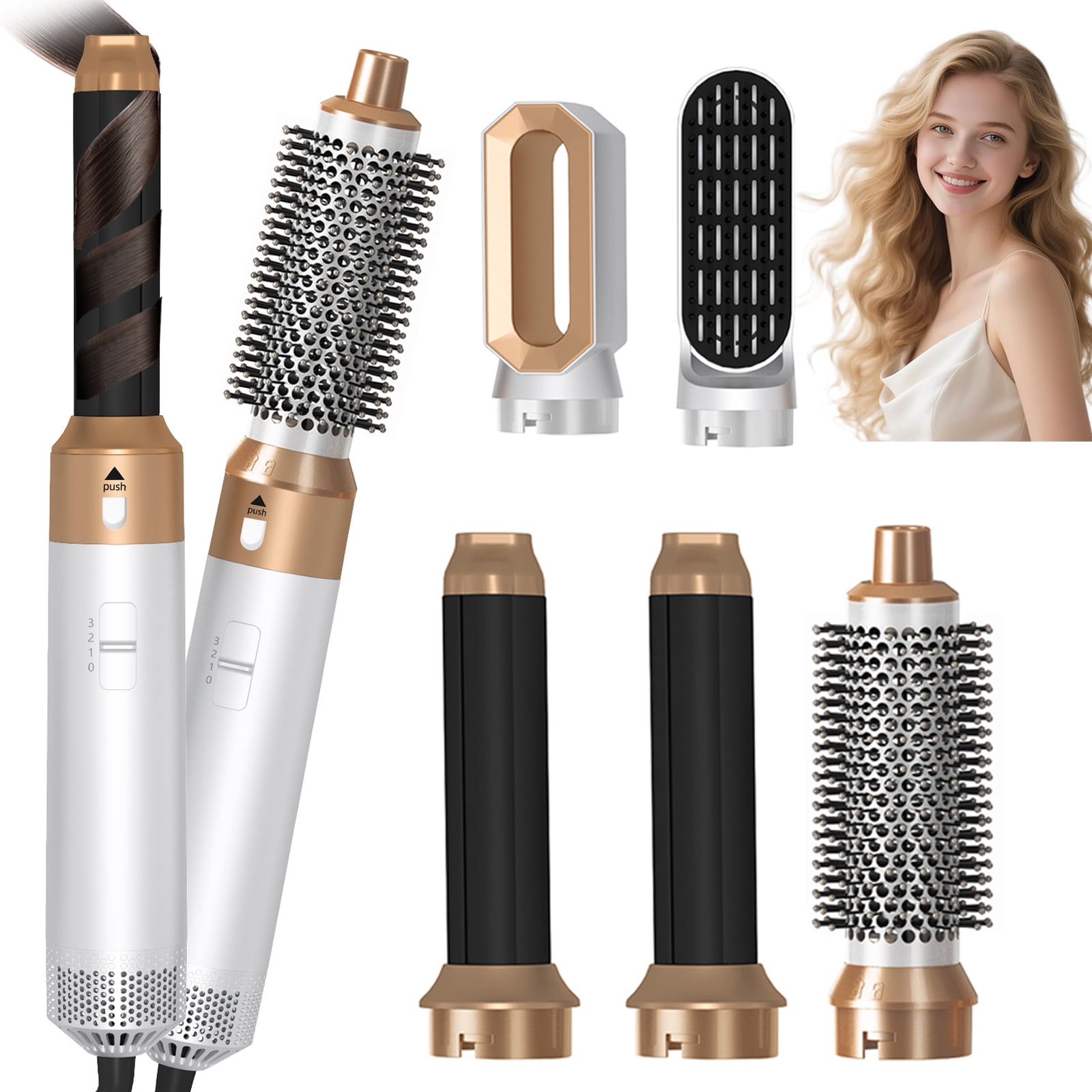 Kisportee Hair Dryer Brush 5 in 1, Negative Ion Blow Dryer Brush Set Upgrade Hot Air Brush Air Styler Curling Wrap Air Curler, Curling Iron Hair Styling Tools for Straight/Curl/Drying/Smoothing