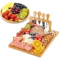thumbnail image 1 of Kisportee Charcuterie Board Set, Large Cheese Board Set with Accessories, Natural Bamboo Charcuterie Tray Cheese Platter for Cheeses, Fruit, Crackers (7 PCS), 1 of 10