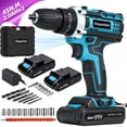 thumbnail image 1 of Kisportee Cordless Drill, 21V Power Drill Set with 2x2.0 Batteries, 3/8"Keyless 25+3 Position Electric Drill Tool Kit Storage Organizer with 2-Speed & LED Light for Men (Blue), 1 of 10