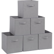 Kisportee 11" Collapsible Fabric Storage Cubes, 6 Pack Foldable Collapsible Cube Organization with Handle for Clothes, Toys, Books Gray