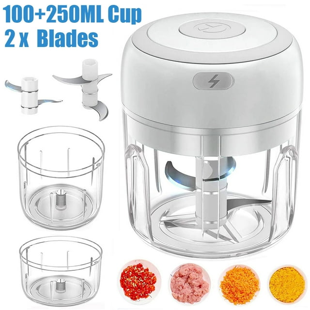 Kisrais Electric Mini Food Chopper with 250ml & 100ml Cups,Vegetable