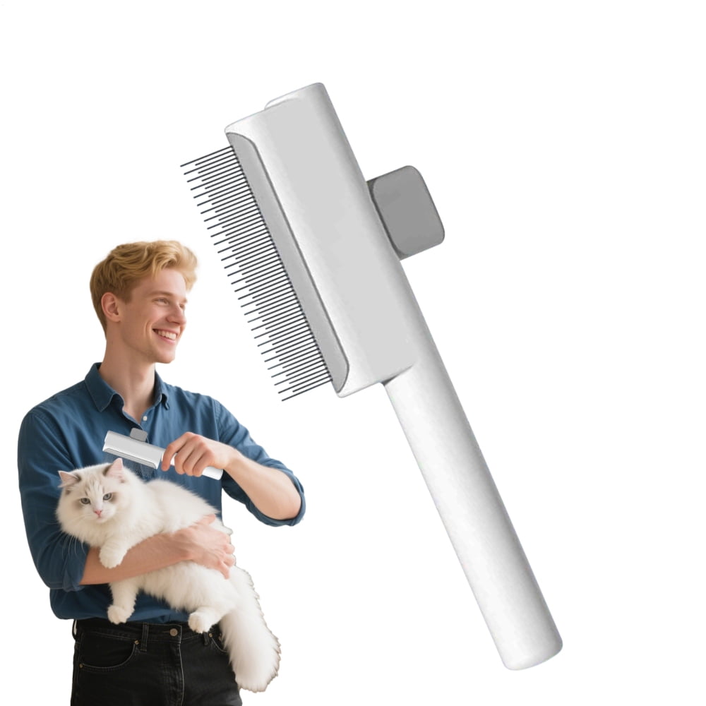 Kisronda Pet Comb for Cats Metal Teeth Flea Comb for Cats Self-Cleaning ...